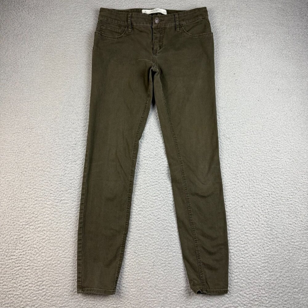 Abercrombie Fitch Jeans Womens Size 4 Green Straight Ankle Mid Rise Cotton Blend